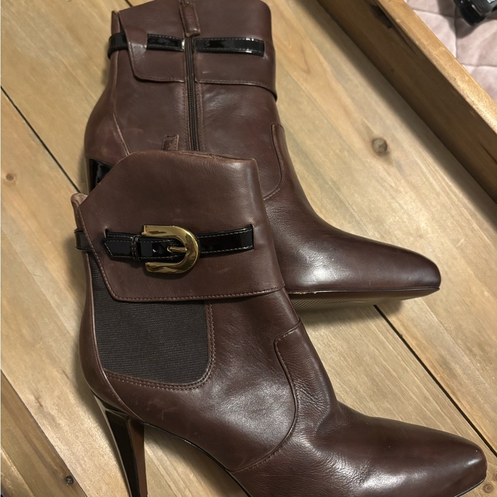 Quiet Luxury Sleek Girly Femme Via Spiga Chocolate Heeled Booties US 8.5 - Picture 7 of 7